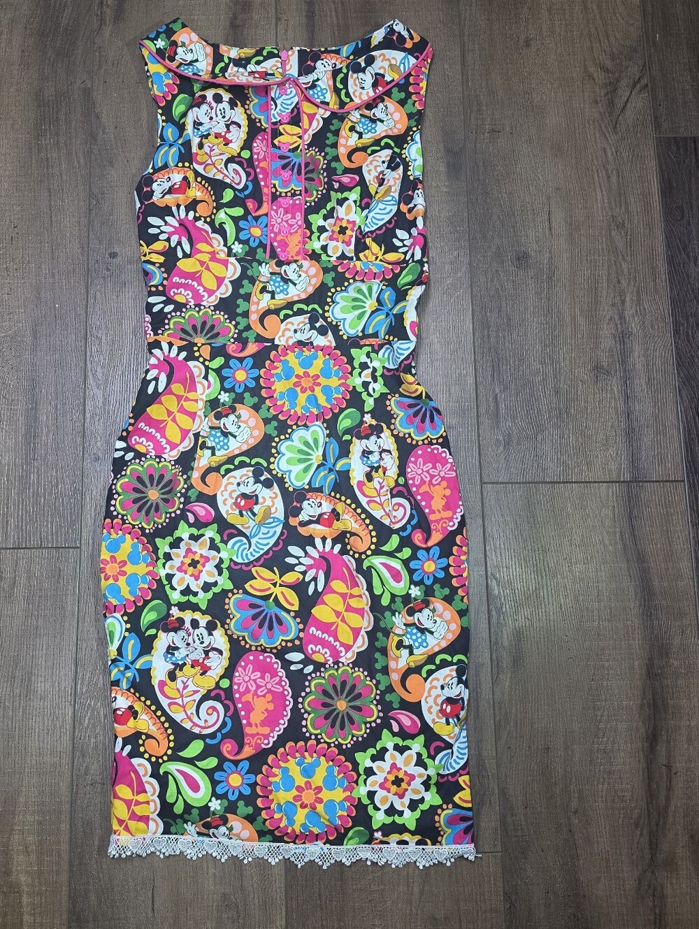 Custom Handmade Mickey & Minnie Paisley Floral Dress Size Small